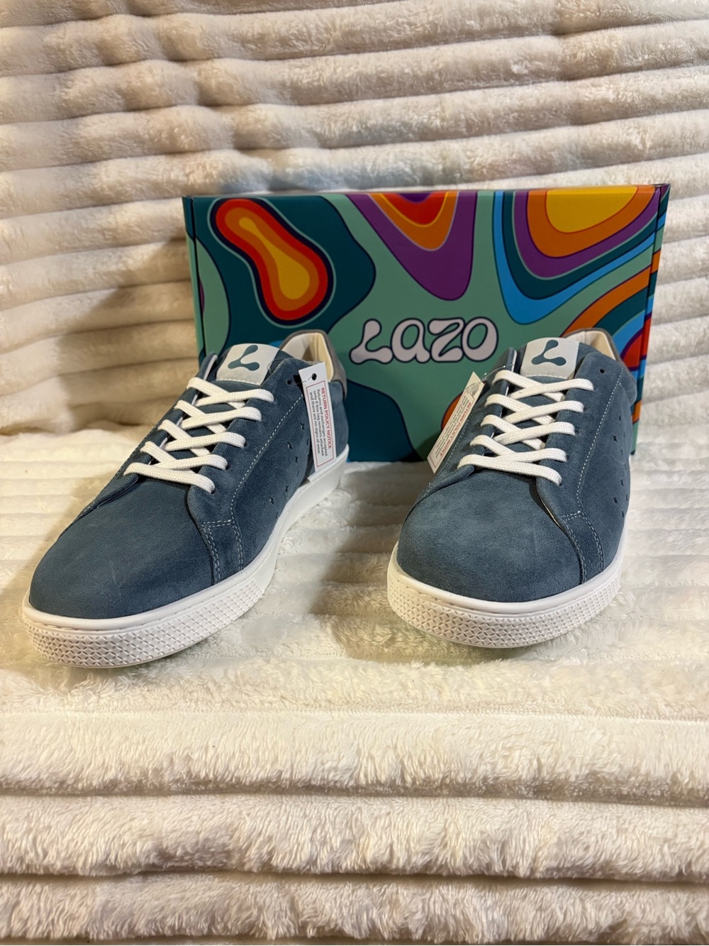 Women's Suede Low-Top Sneakers in Dusty Blue